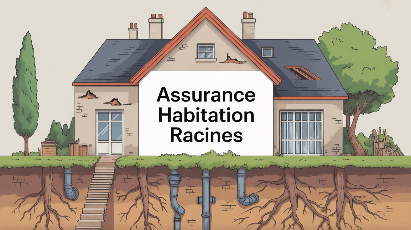 dégâts causés par des racines assurance fondations fissurées illustration