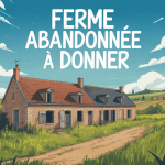 Vue d'une ferme abandonnée à donner en pleine campagne