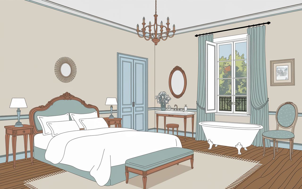 intérieur élégante chambre d'hôtes le clos la garenne