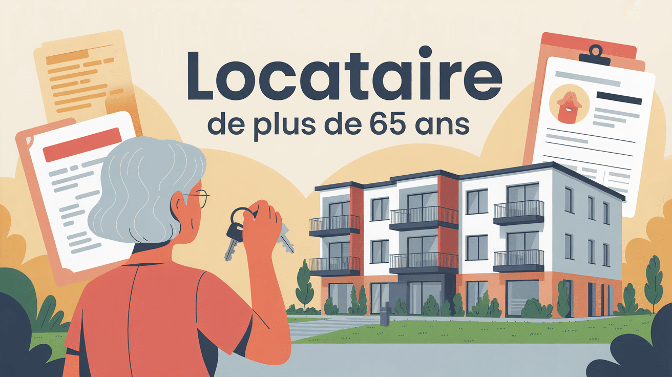 Locataire de plus de 65 ans tenant des clés devant un immeuble