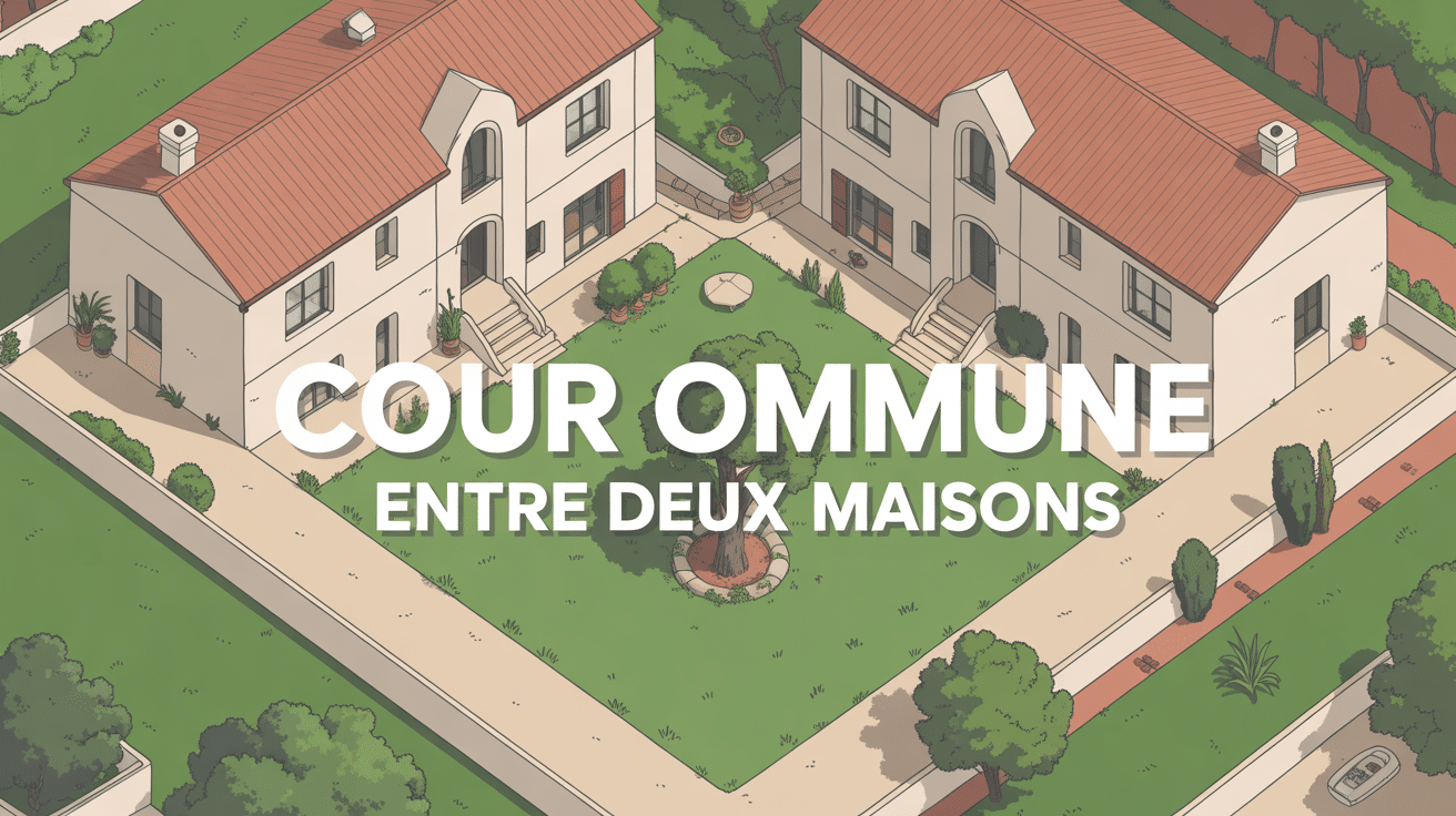 Vue aérienne cour commune entre 2 maisons moderne