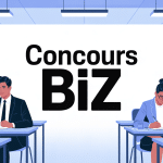 Étudiants passant le concours BIZ en salle d'examen