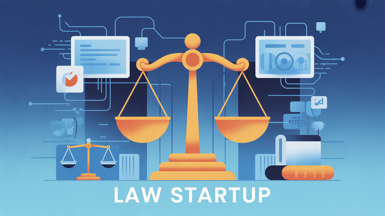 illustration law startup balance justice technologie