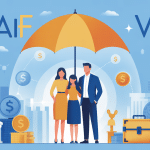 MAAF Vie illustration famille assurance vie parapluie doré