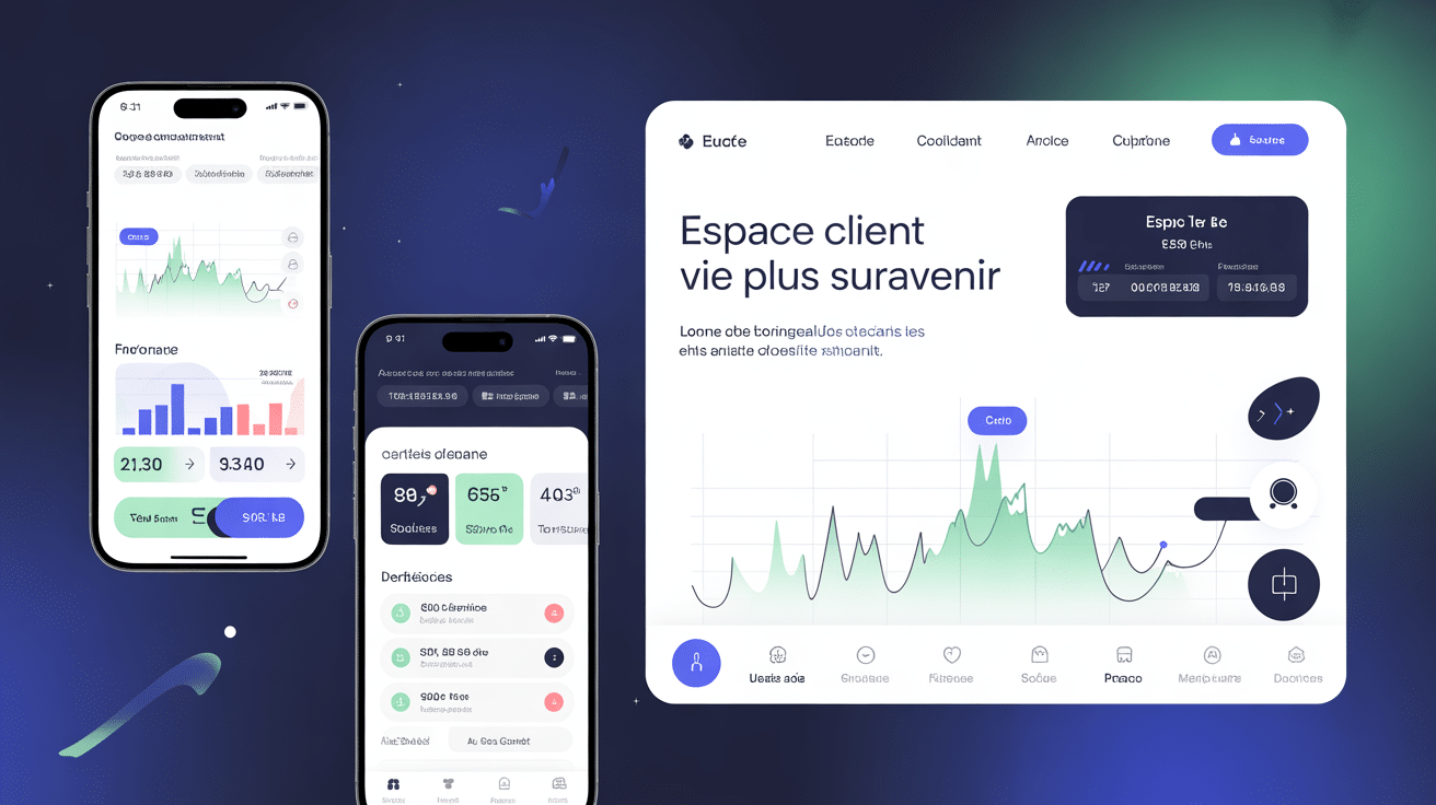 Vie Plus Suravenir espace client interface mobile avec graphiques