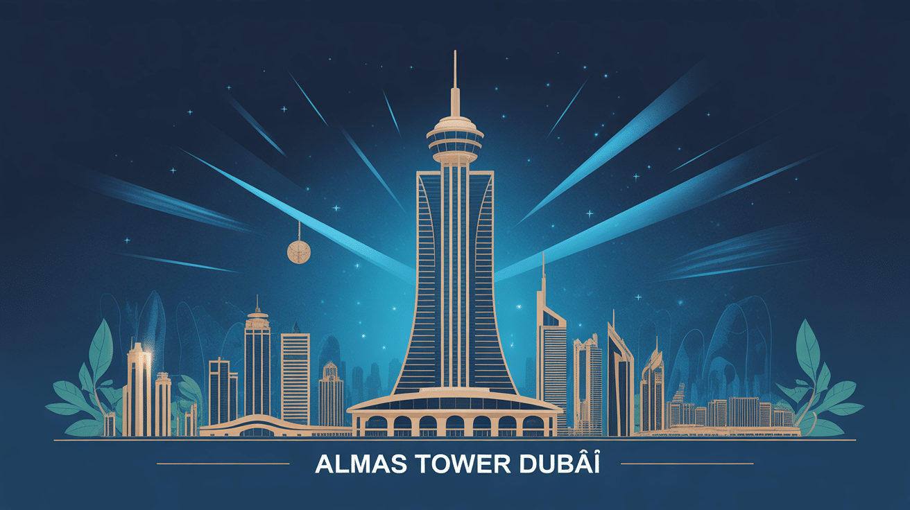 illustration almas tower in dubai quartier jlt emblématique
