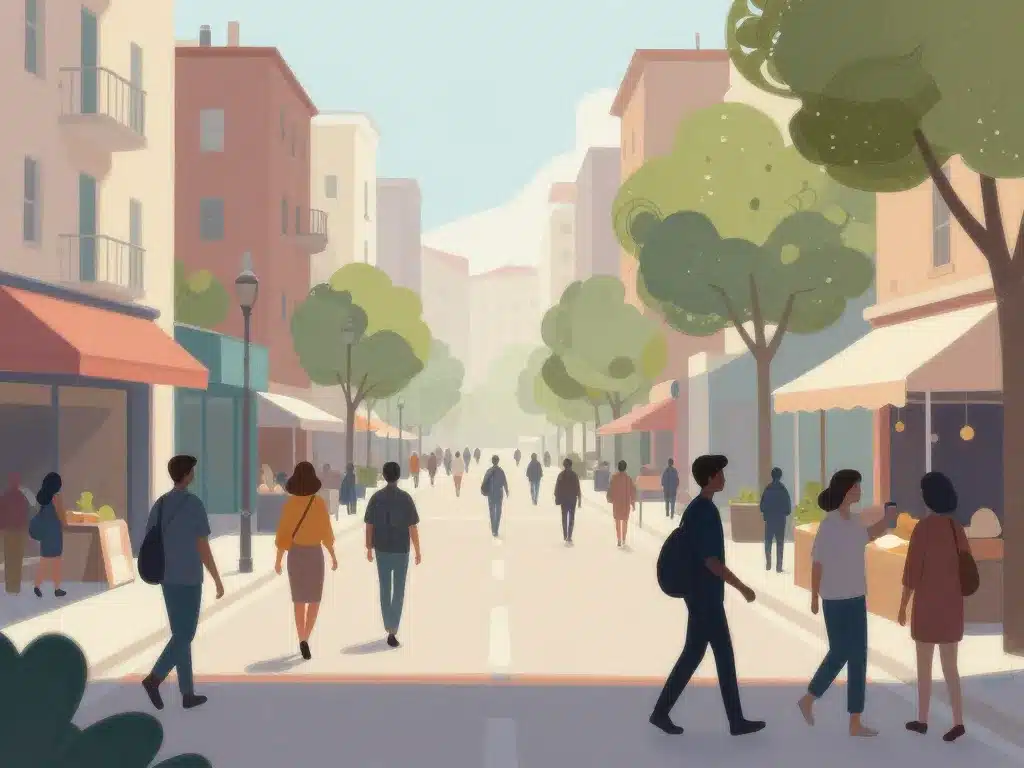 scène urbaine habitants rue de nantes commerces