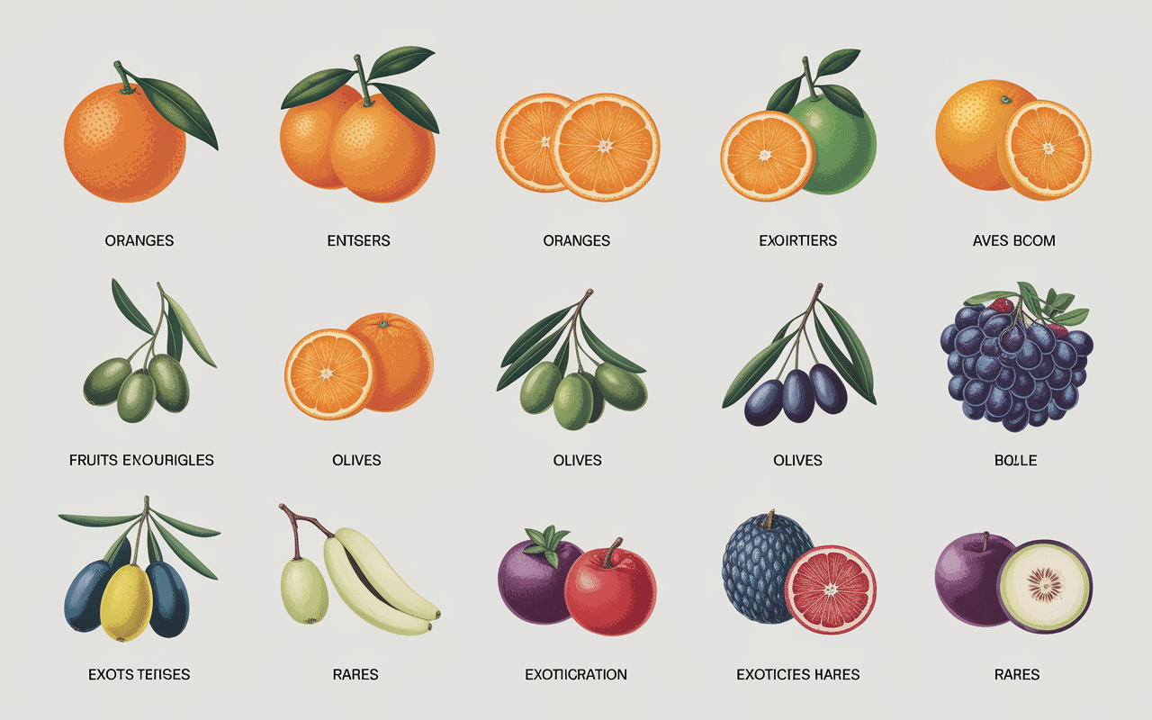 grille catalogue fruit en o illustrée