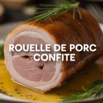 rouelle de porc confite dorée sur plat blanc