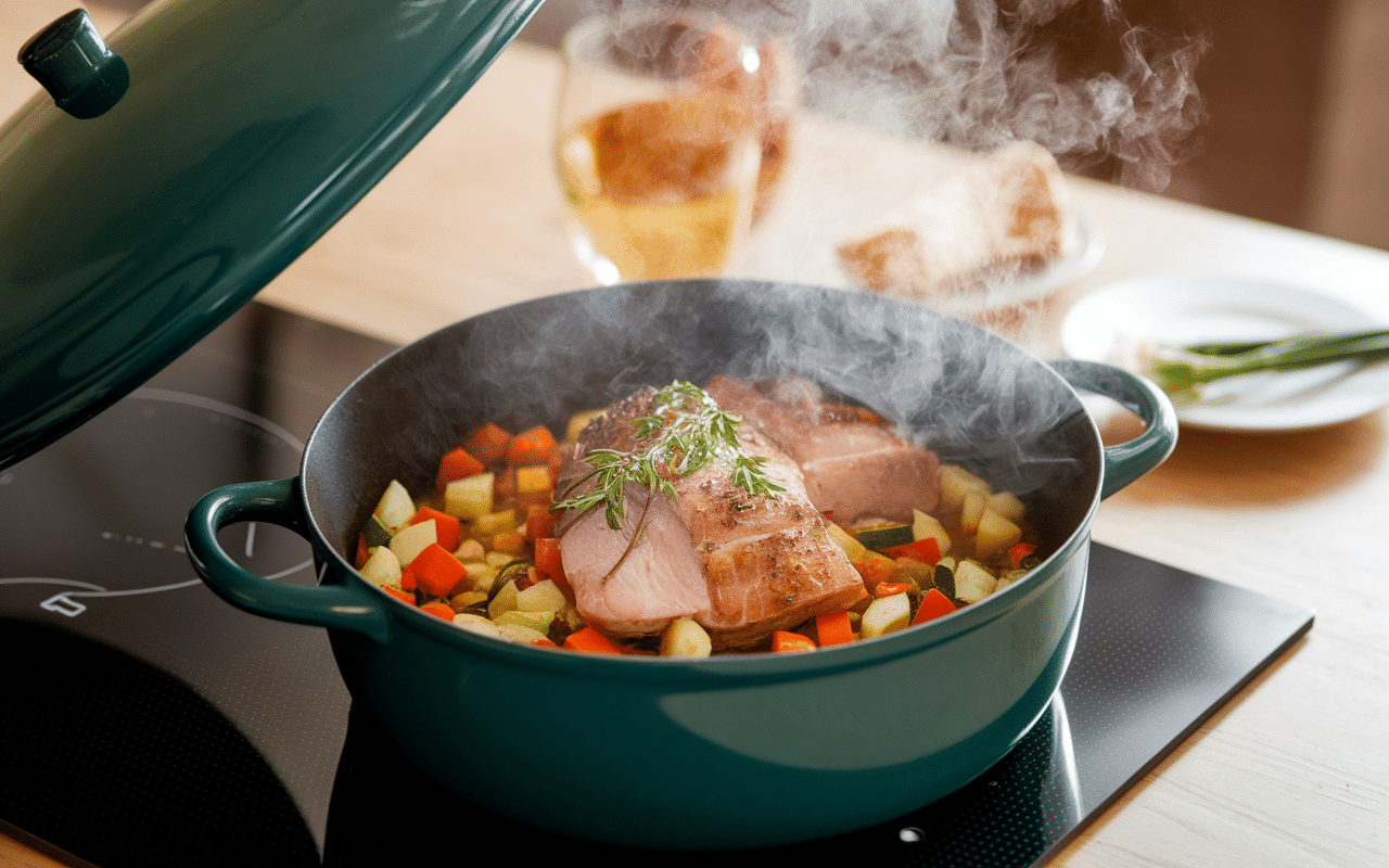 palette de porc cookeo mijotée et légumes en autocuiseur
