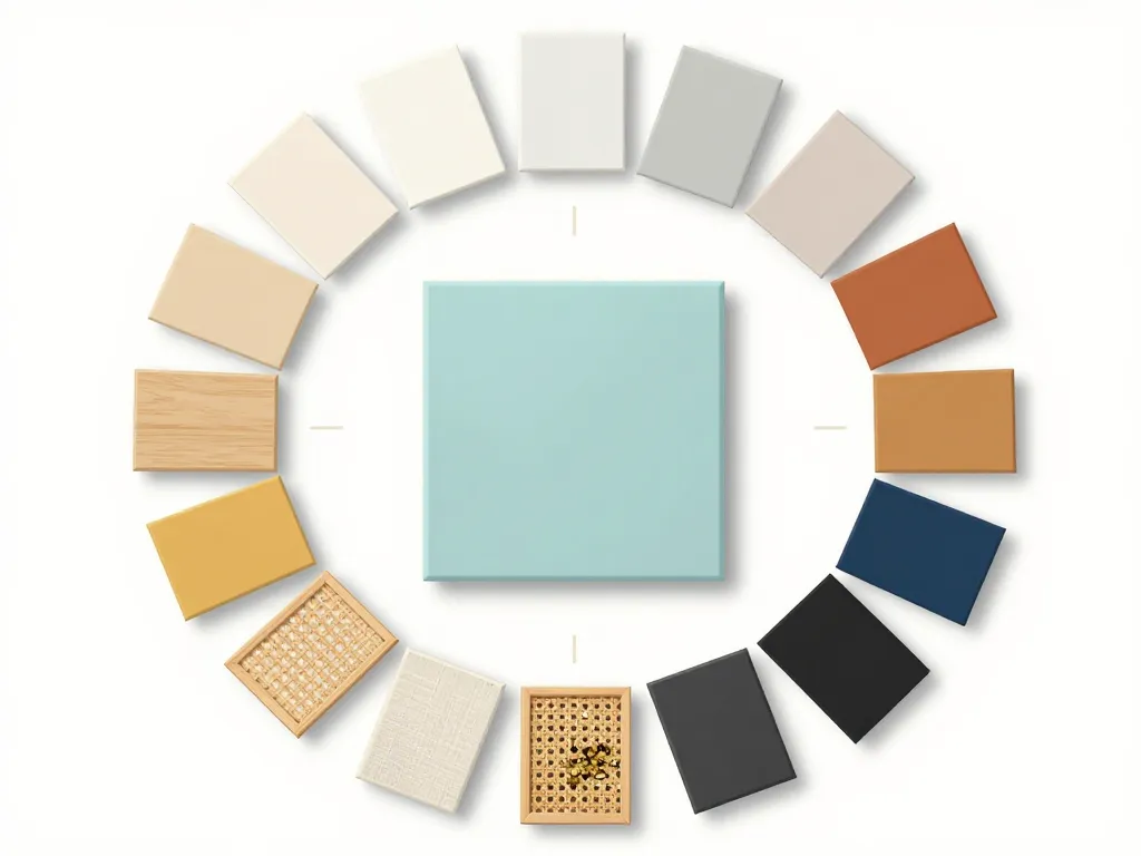 Palette matériaux et couleurs bleu celadon
