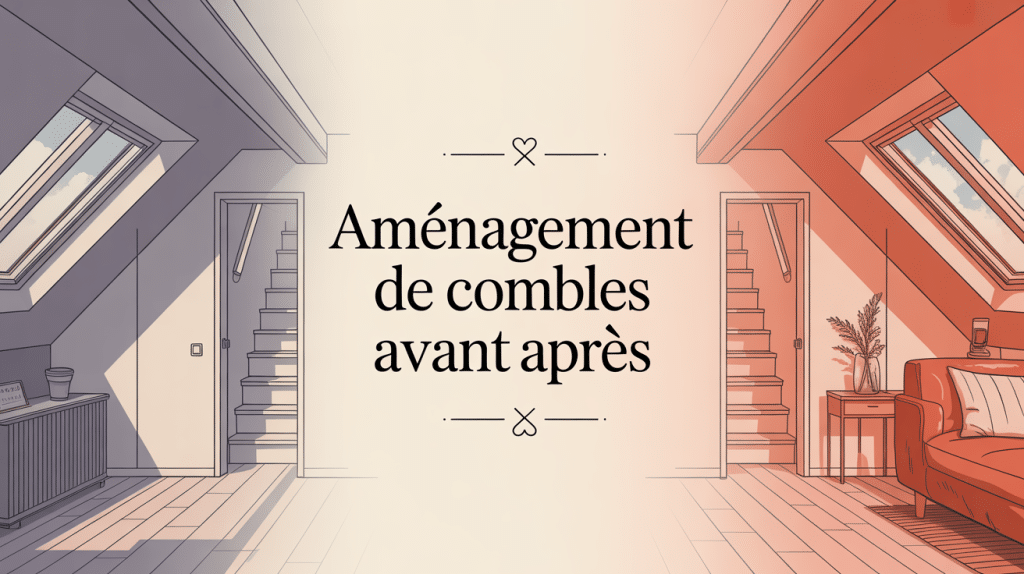 aménagement combles avant / après vue grenier transformé lumineux