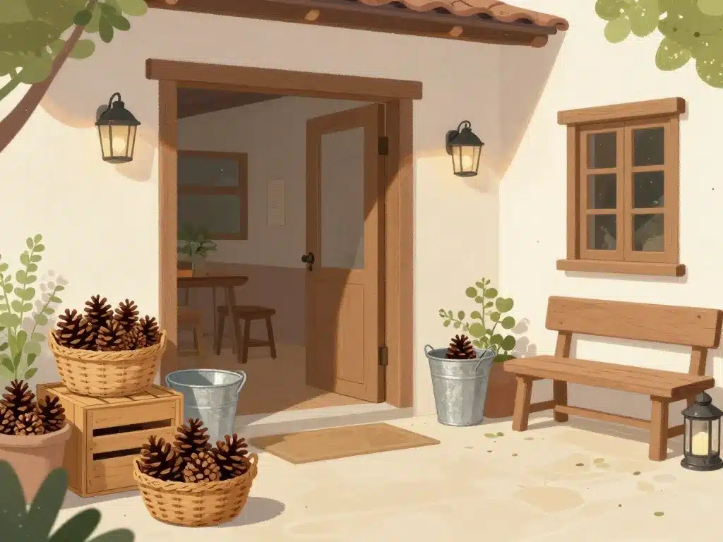 deco pomme de pin pour l'extérieur entree terrasse