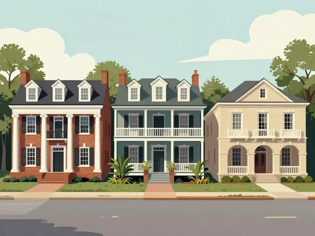 différents styles maison colonial américaine créole française