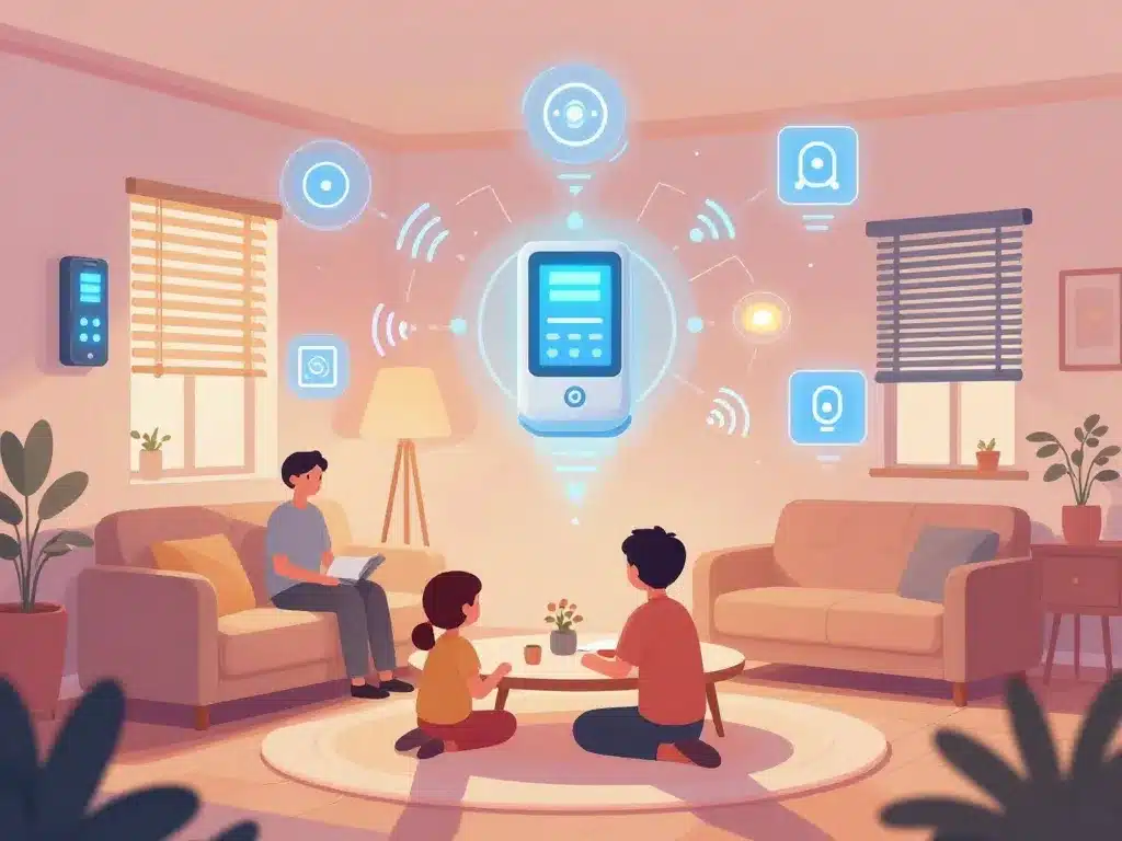 Illustration domotique maison génie connectée