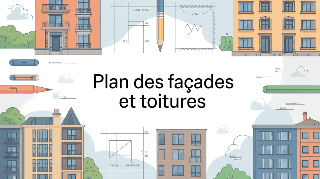 plan des facades et toitures illustration vectorielle dossier urbanisme