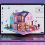 logiciel plan3d sur ordinateur maison en coupe
