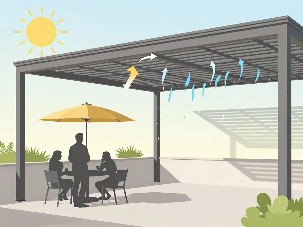 schéma fonctionnement toit pergola bioclimatique