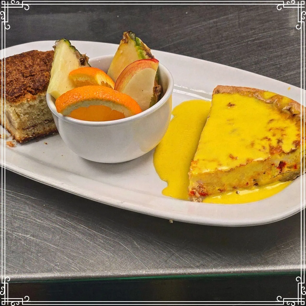 Quiche de mar breakfast special at Bailey's Breakfast & Lunch in Omaha