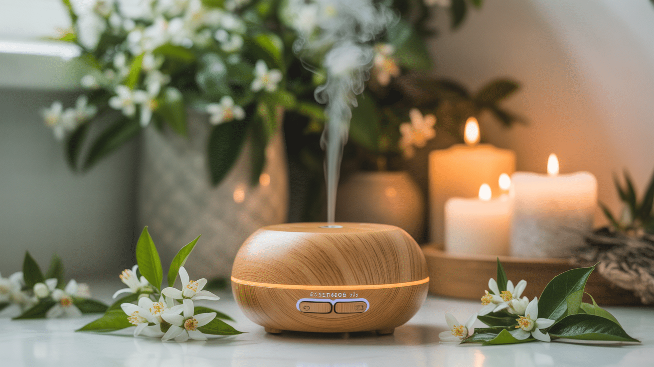 diffuseur huile essentielle de fleurs d'oranger et fleurs blanches relaxation
