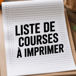 liste de courses à imprimer entourée de fruits et légumes