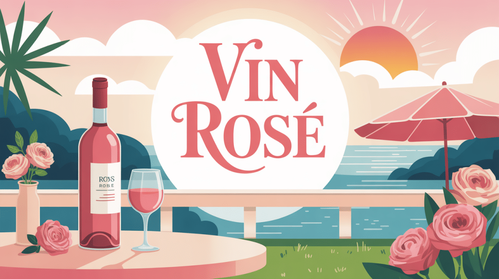 illustration danger du vin rosé terrasse été