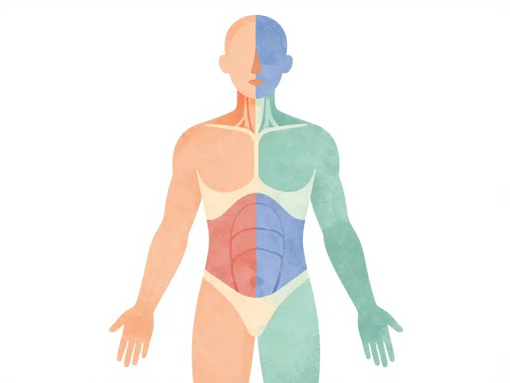 Zones régionales du plan anatomique du corps humain