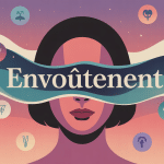 Visage stylisé évoquant le comportement d'une personne envoûtée, ombre et lumière