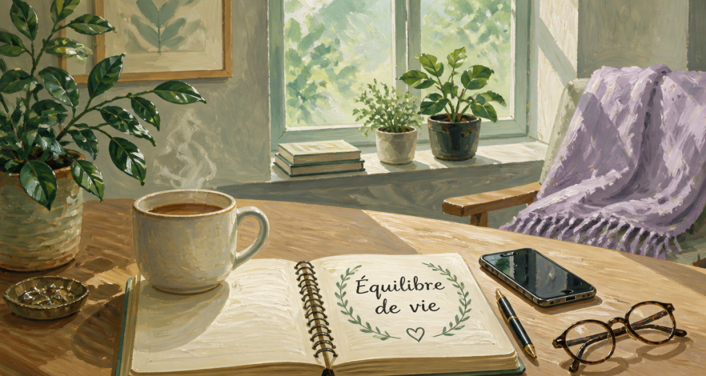 équilibre de vie carnet et ambiance paisible