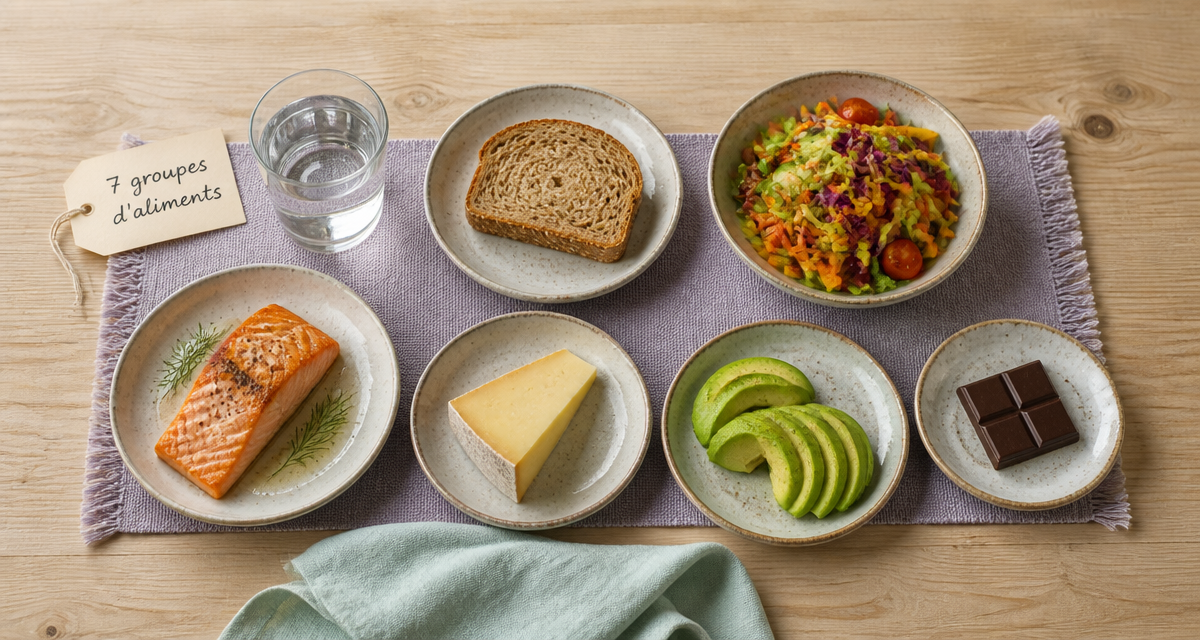 les 7 groupes d aliments tableau assiettes variées