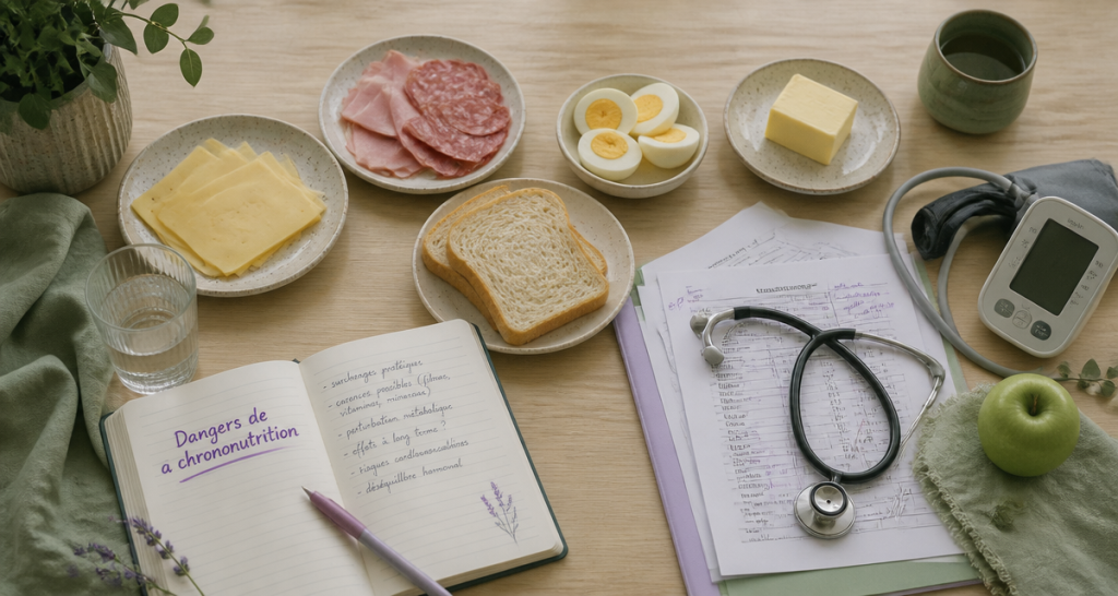 les dangers de la chrononutrition sur une table