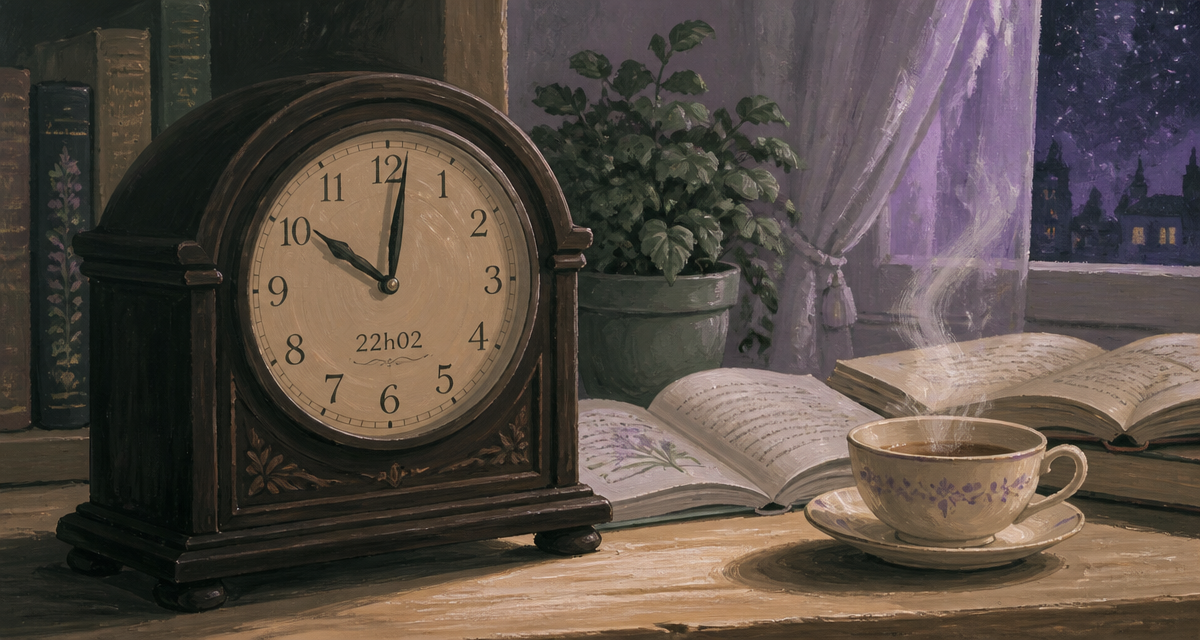22h02 signification horloge ancienne scène nocturne