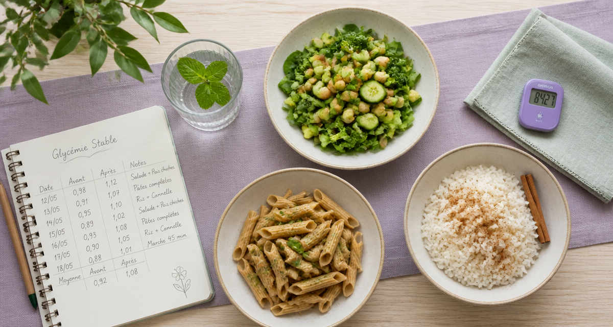 comment faire baisser la glycemie assiettes aliments marche