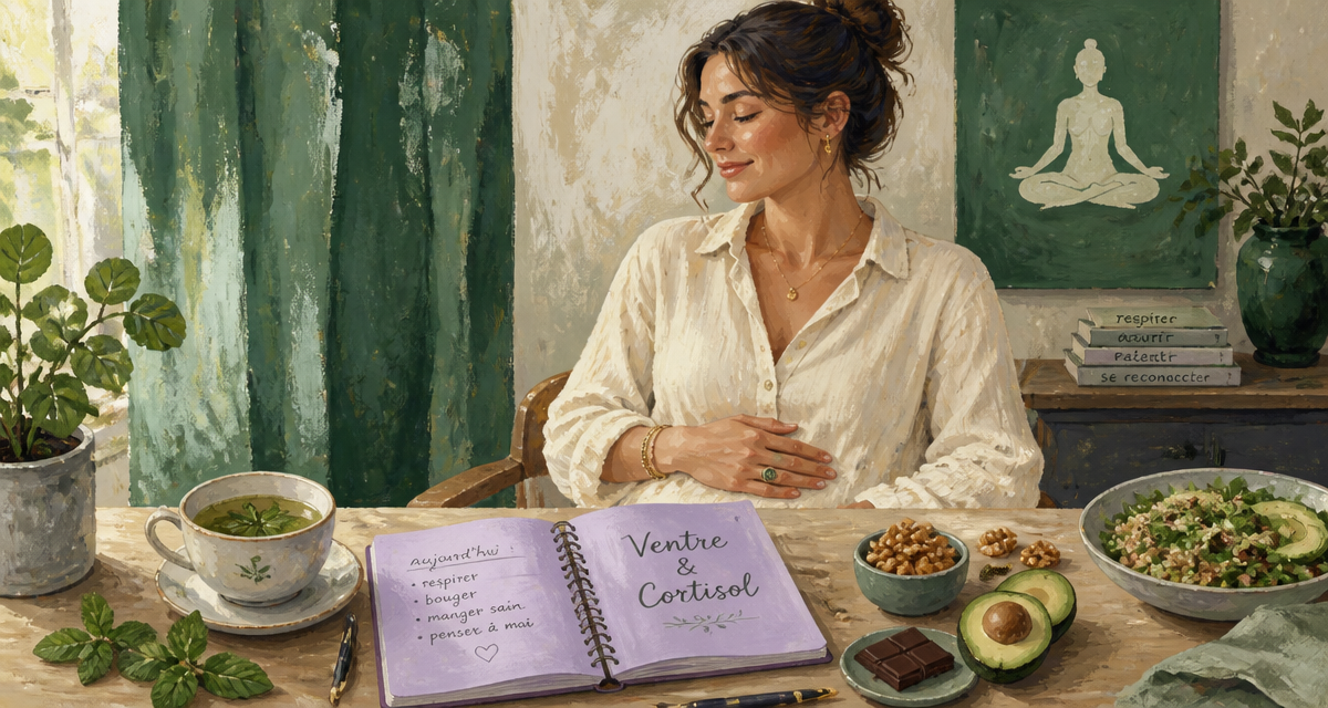 taux de cortisol eleve et ventre gonfle illustration