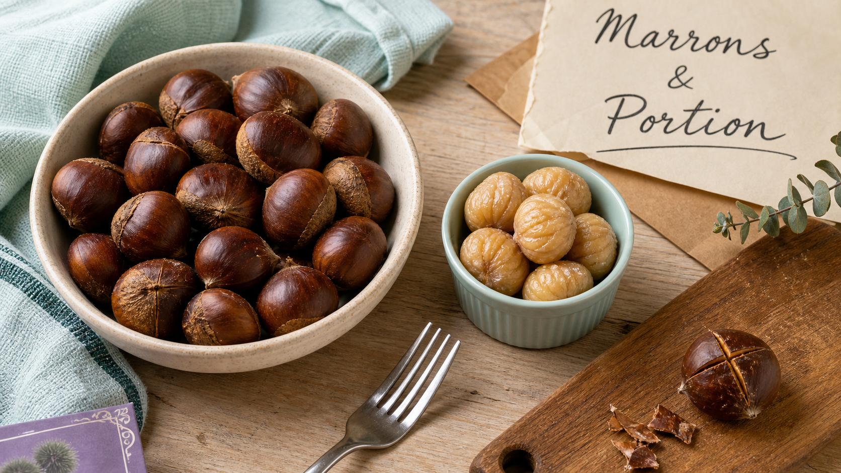 Les marrons font ils grossir : bol de marrons et châtaignes, calories et portion
