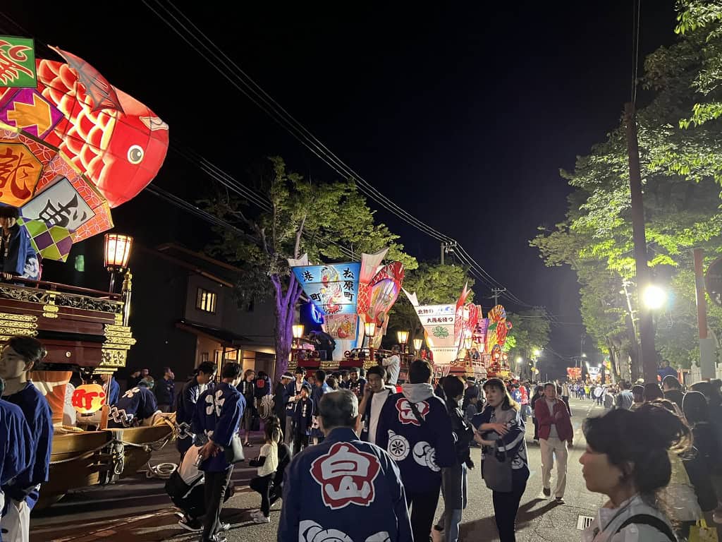 Festival in Iwasehama, Toyama City. 
Nicknamed "fighting festival" because the floats clash into each other in a big game of tug-of-war!