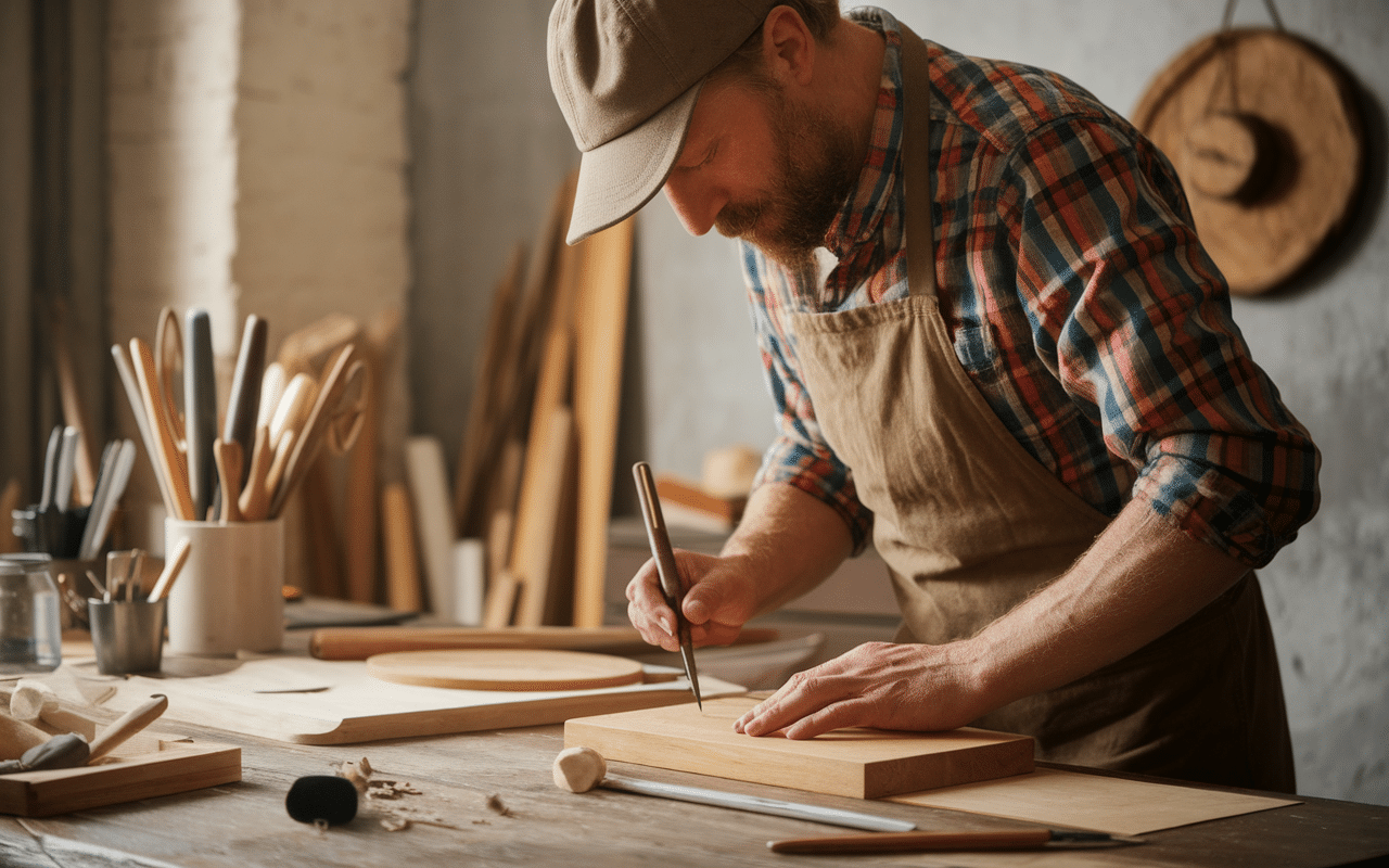 Artisan FPEE travaillant sur établi traditionnel