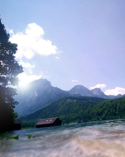 Almsee in Grünau als Ausgangspunkt vieler Bergtouren mit Hund