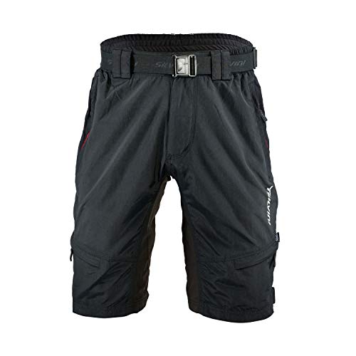 Pantaloncini da ciclismo neri con tasche laterali, perfetti per le uscite in bici estive, comodi, leggeri e traspiranti, ideale per gli amanti della bicicletta e gli sport outdoor.