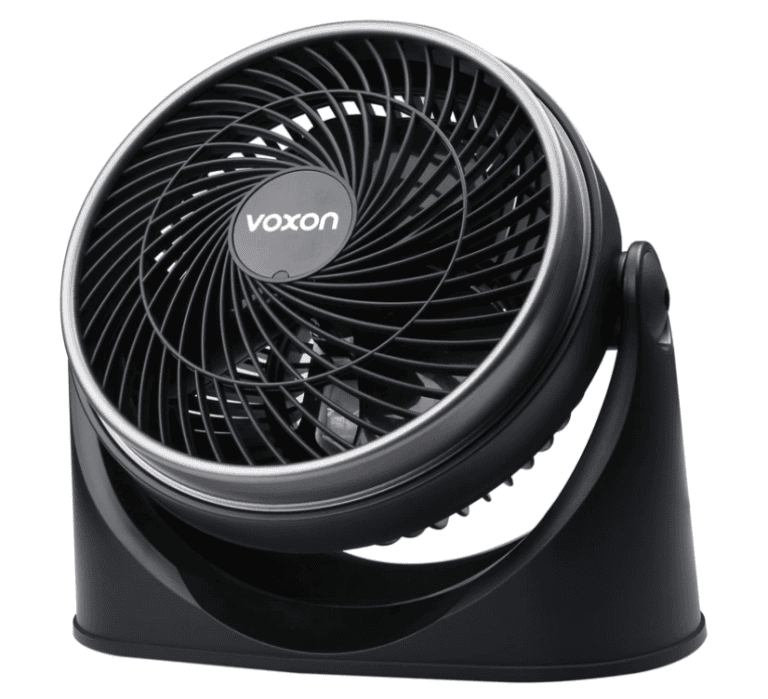 Vortex ventola portatile nera, ideale per il raffreddamento rapido durante le pedalate in bici.