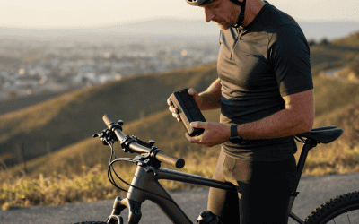 ciclista bici elettrica con batteria