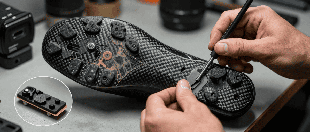 Dettaglio suola scarpa da ciclismo