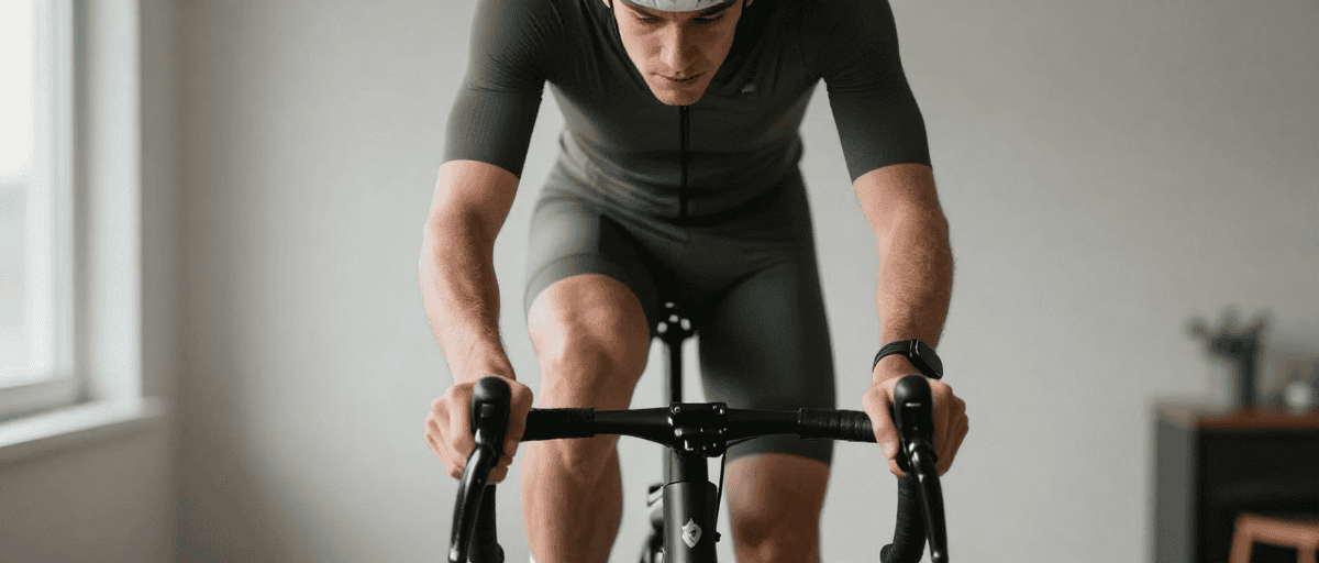 Ciclista che regola la sella della bici