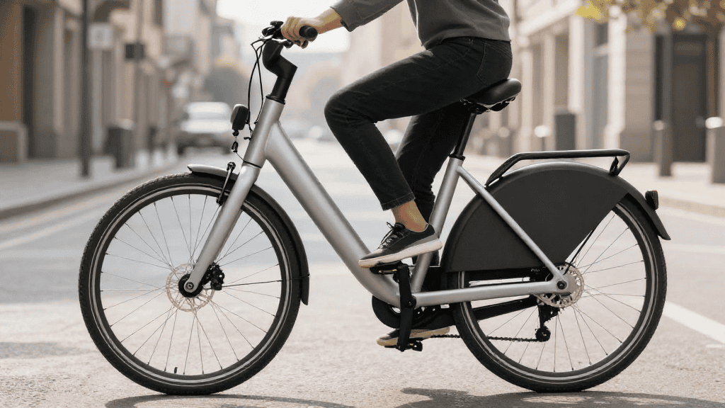 Bici elettrica donna con telaio basso per uso urbano e trekking