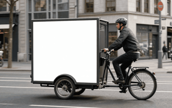 Bici mupis in azione in ambiente urbano per campagna pubblicitaria