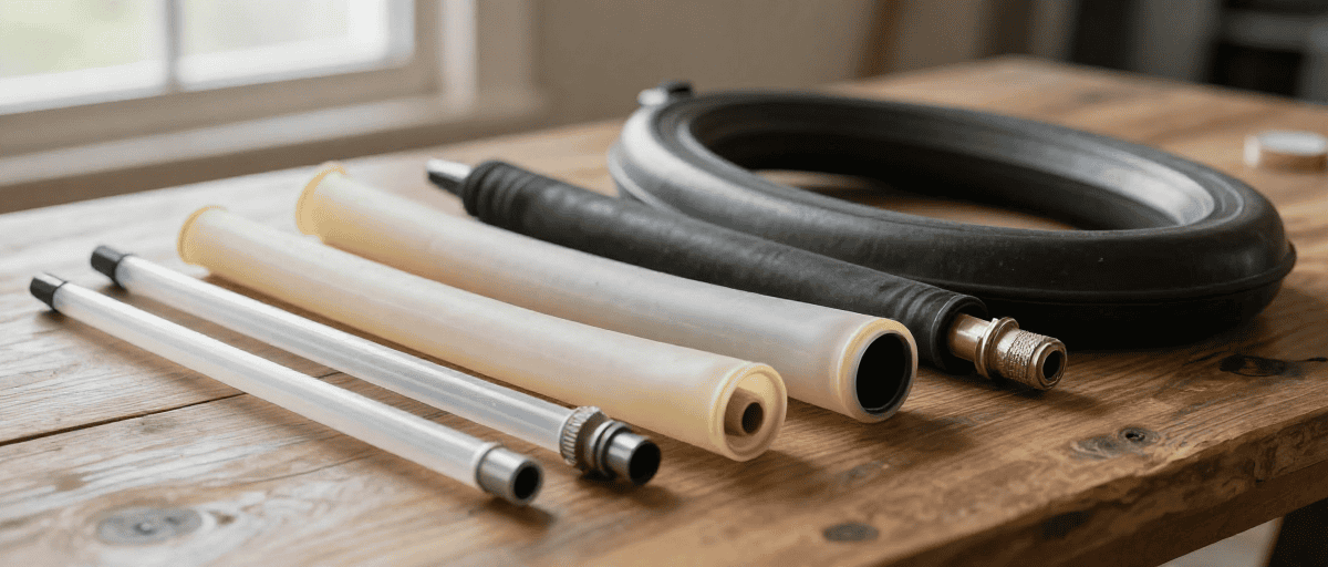 Diverse camere d'aria su tavolo di legno