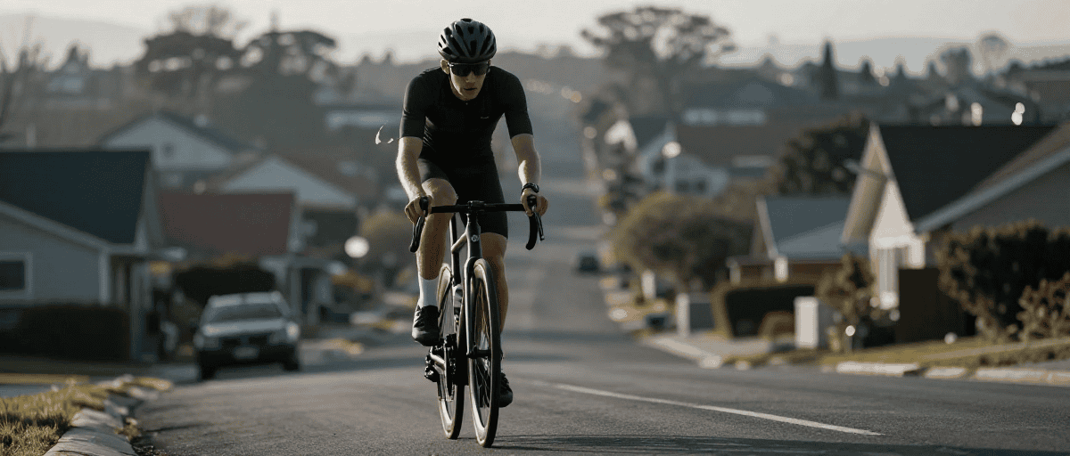 Ciclista in collina urbana
