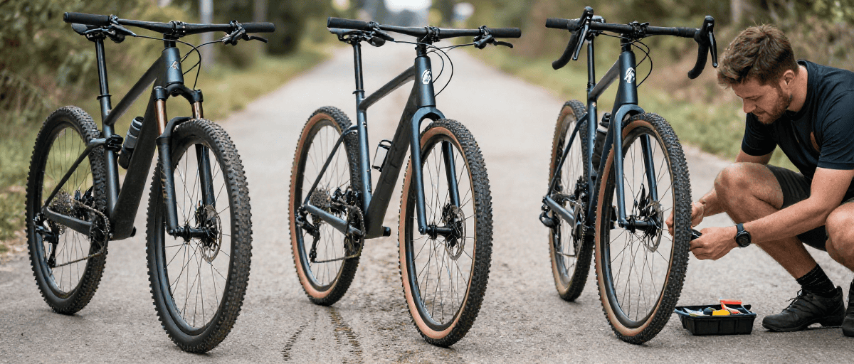 Diverse bici e forcelle a confronto