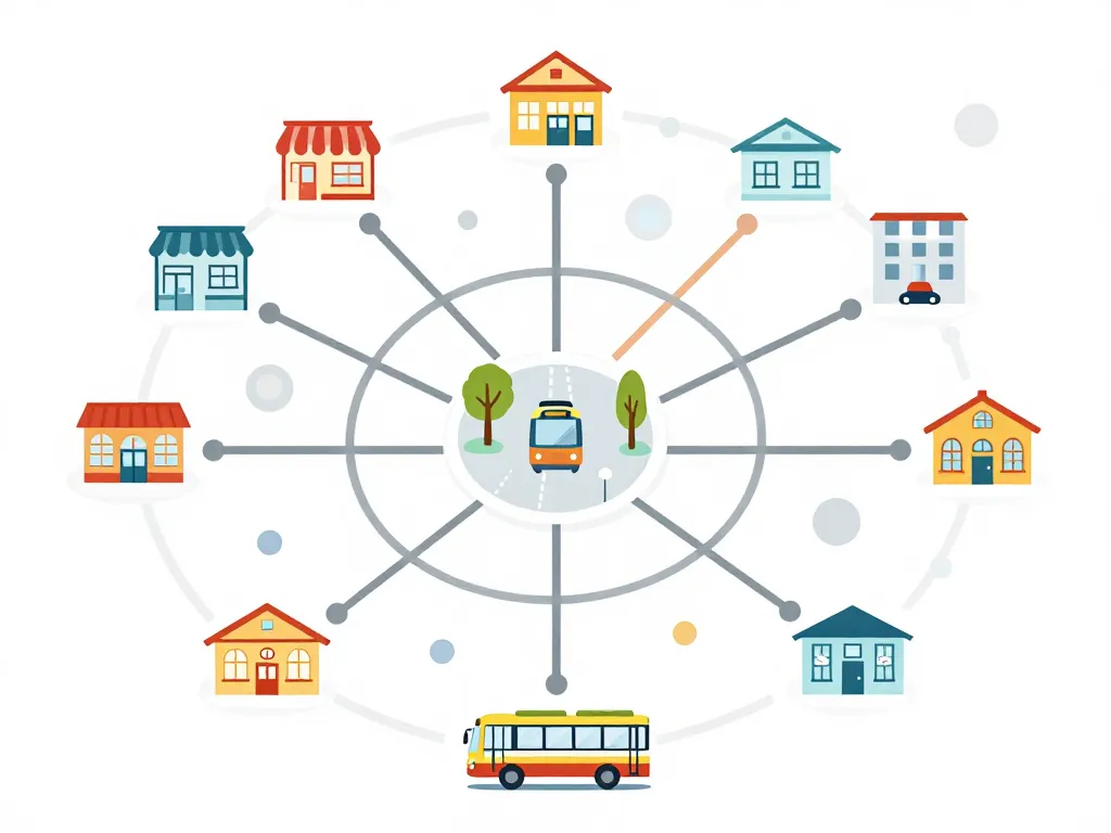 Schéma transports commerces cinq avenues Marseille