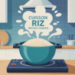 riz au micro onde bol et micro ondes stylisé